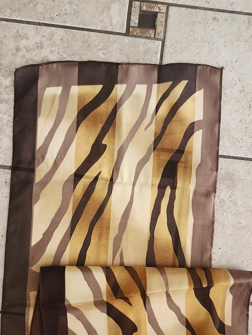 Vtg Elaine Gold For Collection XIIX Brown & Gold Zebra Print Sheer